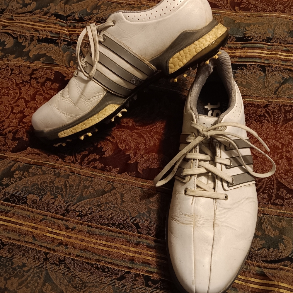 2015 Adidas Tour 360 Golf Shoes (F33249) White Leather Preowned Men's Size 8